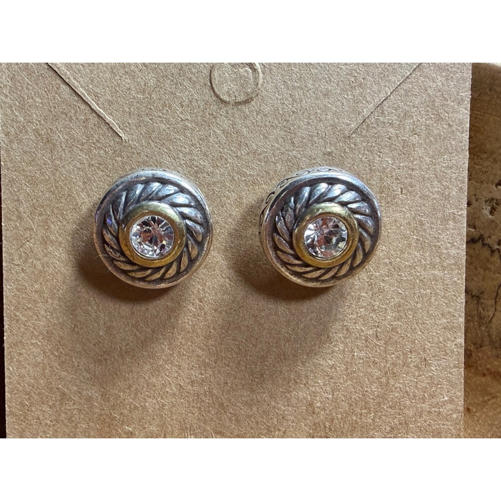 Brighton Heiress Round Two-Tone Crystal Retired Post Earrings‎